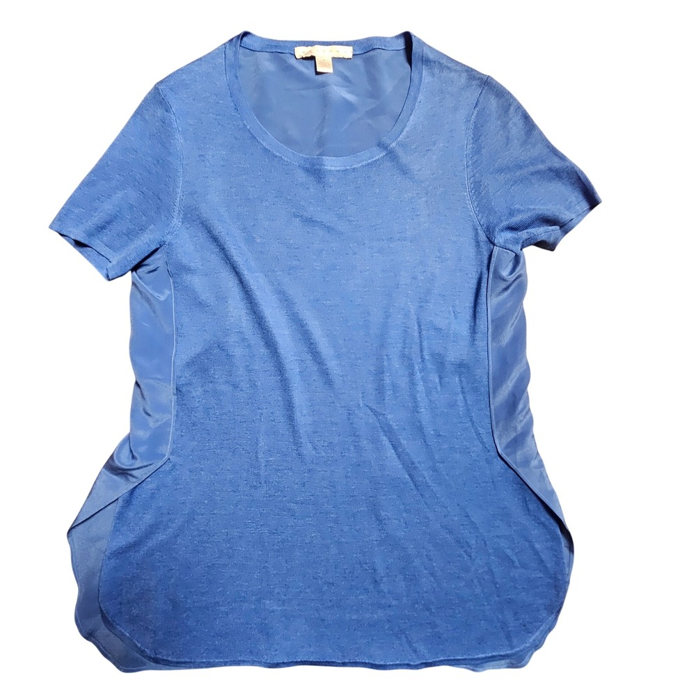 Belford Silk Mixed Media Short Sleeve Knit Top S Capsule Wardrobe Minimalist‎
